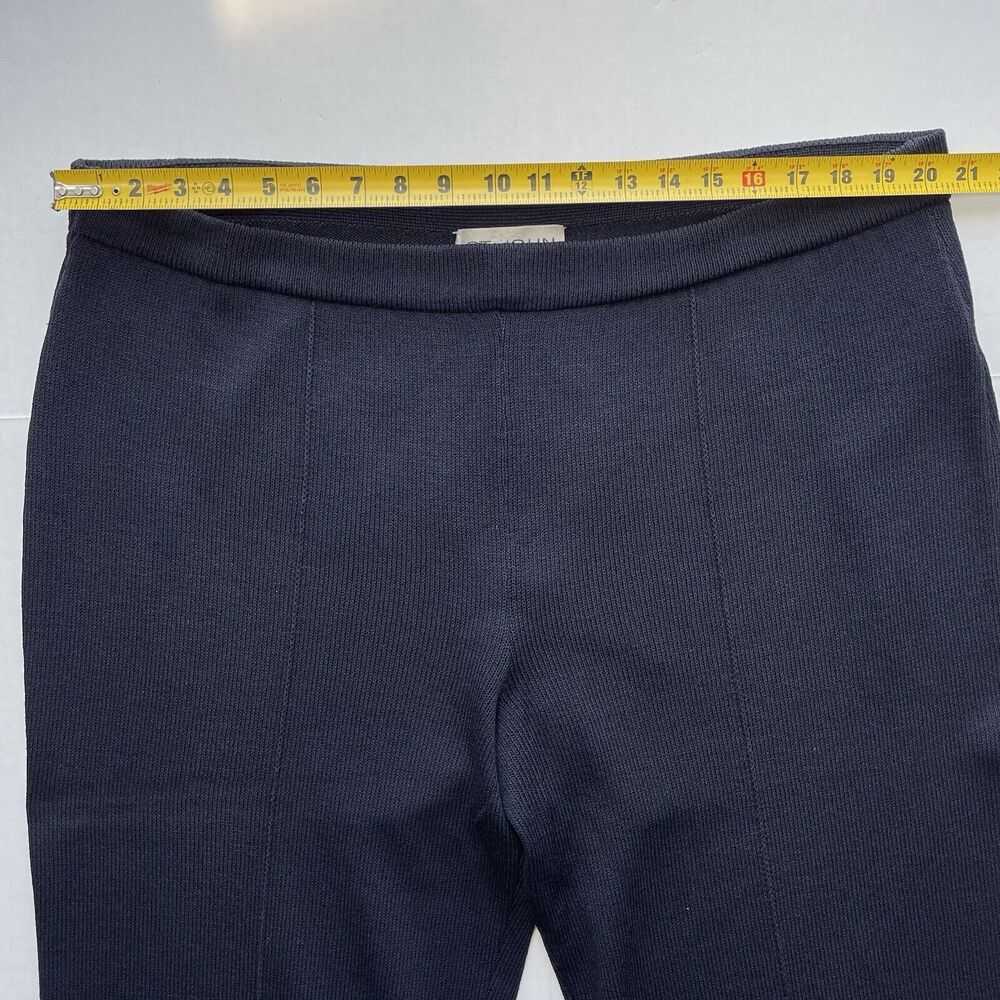 St John Collection Santana Knit Crop Pants Navy Pull On Elastic Waist Wide Leg - Picture 4 of 7
